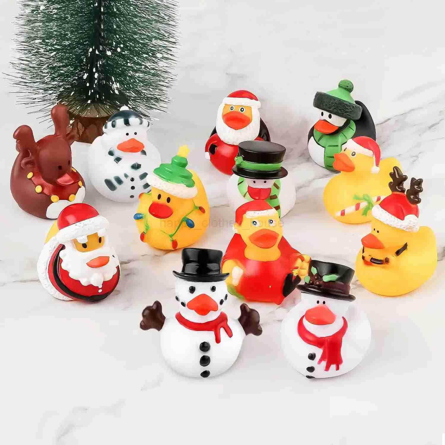 2/6/12PC Christmas Rubber Ducks Rubber Ducky Toys Cute Holiday Rubber Ducks Ducking for Holiday Celebrations ParXJ241207