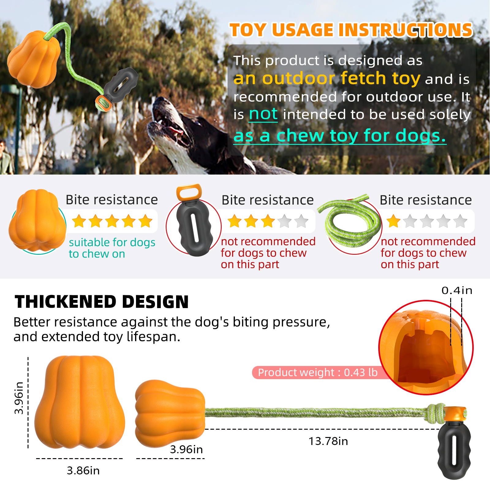 Outdoor Interactive Dog Gnawing Pumpkin Rope Toy