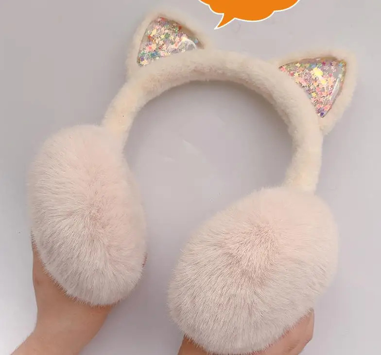Cute cat ears flash warm plush earmuffs baby cache Olil childrens earmuffs boys earmuffs girls warm earmuffs winter H299 241205