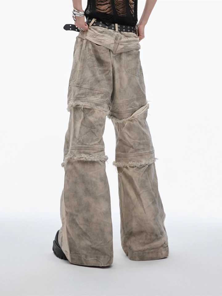 High Quality Ropa Grunge Y2K Streetwear Retro Grey Pocket Stacked Jeans Cargo Pants Mens Wide Leg Gothic Loose Pants T241207