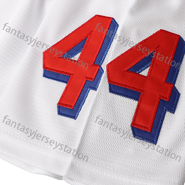 In Stock #44 White Embroidered Beers Baseball Jersey - V-Neck, Polyester, Machine Washable - Perfect for Sports & Casual Wear Christmas Day S-3XL Fast