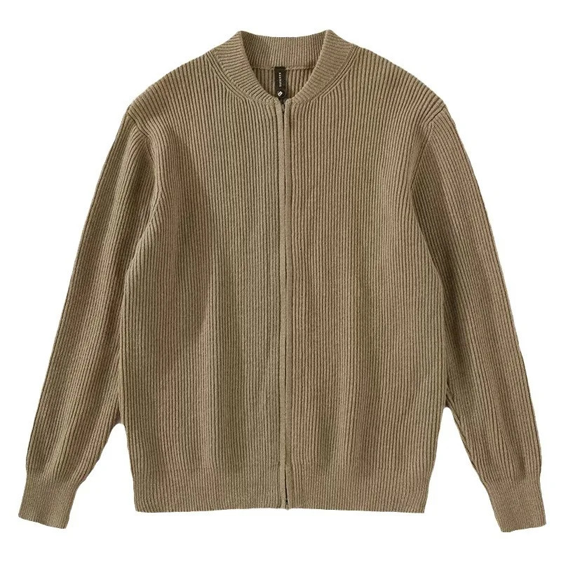 Fashionable mens autumn and winter zipper cardigan knitted sweater Y2K style retro slow jacket hooded 241206