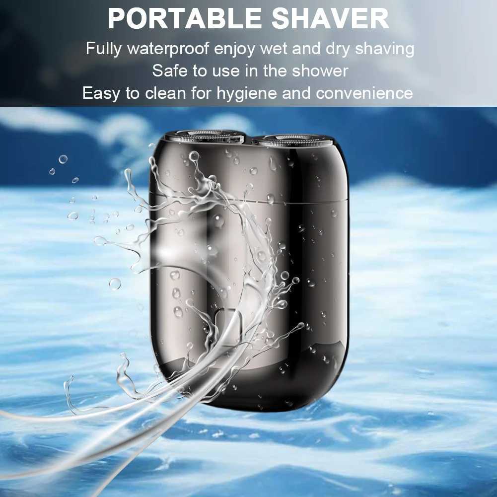 Mini Electric Shaver Double Head Electric Razor Waterproof Pocket Razor Rechargeable Travel Shaver Magnetic Beard TrimmerXJ241207