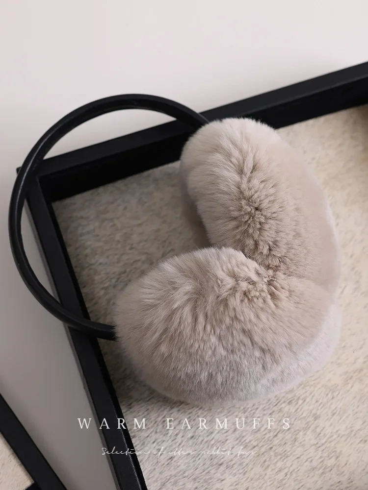Winter womens pleated anti cold 5A level Shepherd Rex rabbit hair earrings 241205