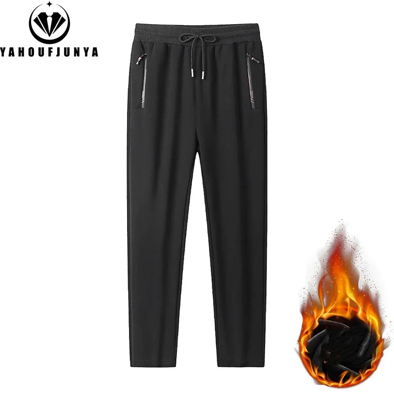 8XL Mens Winter Warm Thick Sports Pants Casual Wool Fashion Outdoor Jogger Trouser 241206