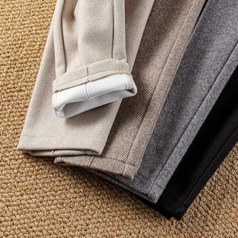 Casual wool thick harem pants for women high waisted velvet lined solid wool blend pants for winter warmth chiffon chic Calca 241202