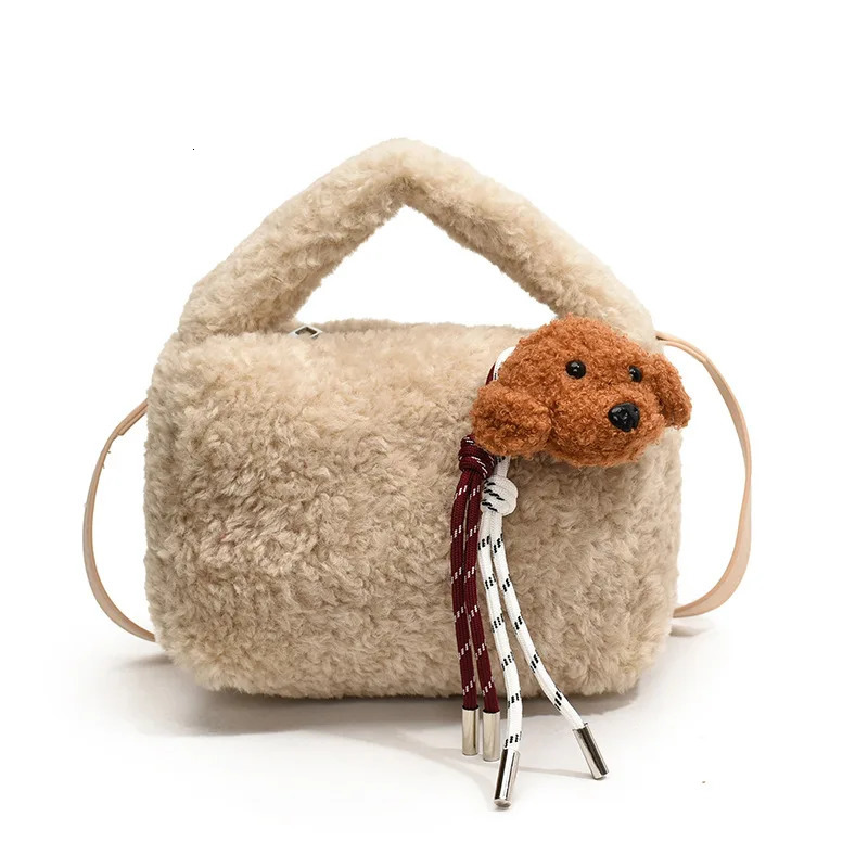 Plush Wool Handbag Fashion Trend Cute Casual Shoulder Messenger Womens Bag 241205