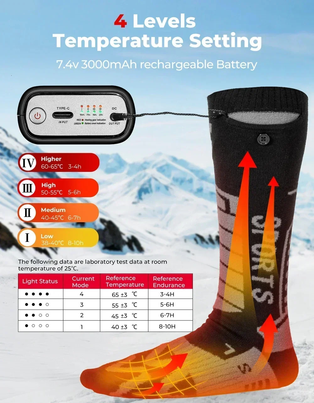 KEMIMOTO motorcycle socks application controls battery inventory thick cotton winter socks foot heaters for hunting motorcycles 241206