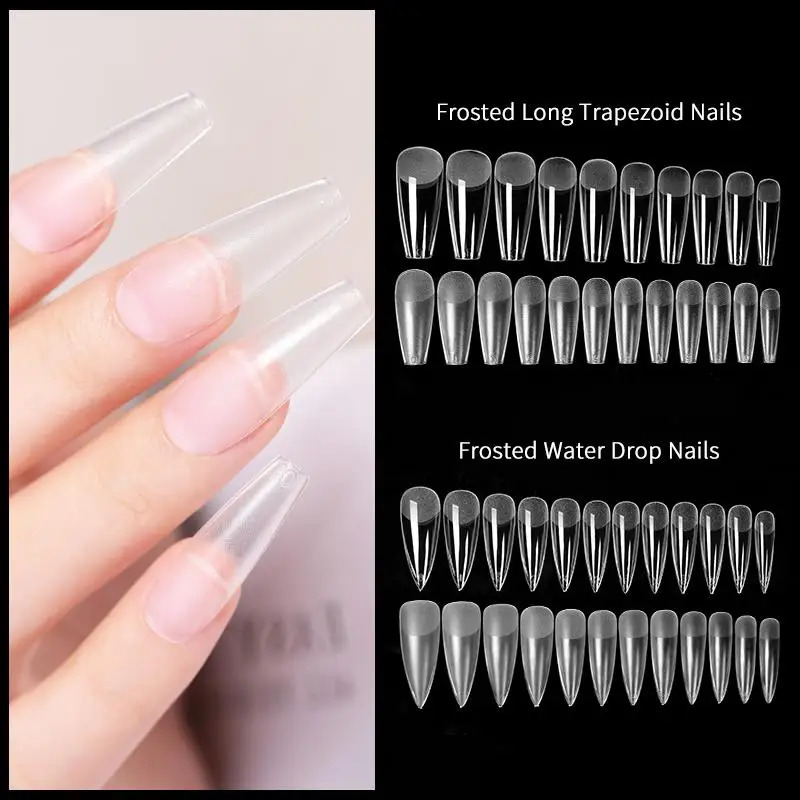 Press on Nails Coffin Soft Gel Tips Full Cover Fake Acrylic UV Gel Nails Extension System Oval Almond Sculpted False Nail Tips 241206