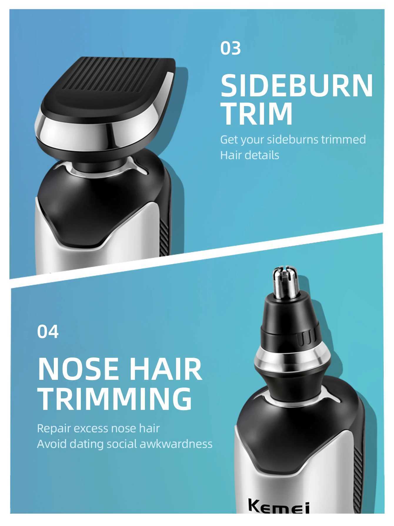 Kemei Powerful Electric Shaver with 3D Floating Triple Blade Waterproof Razor Machine Trimmer Rechargeable Floating Beard ShaverXJ241207