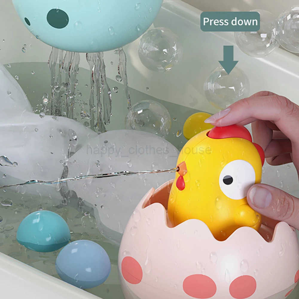 Baby bath Toys Small Yellow Duck Rain Spray Eggs Baby Children Bathroom Water Play Shower Boys and Girls Dinosaur EggshellsXJ241207