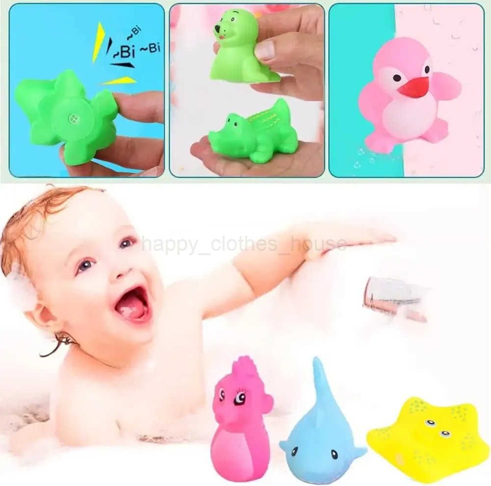 10pcs Preschool Bath Toys Rubber Sea Animals Toy Squeaky Bathtub Toys Baby Pool Floating Toy for Toddler Kids Par DecorationXJ241207