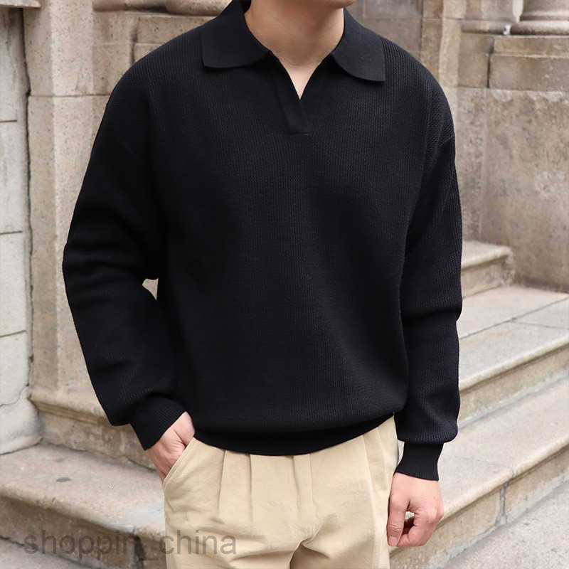 Men's Sweaters Light and mature style V-neck knitted sweater for men polo shirt with long sleeved thread inside autumn and winter base sweater fo