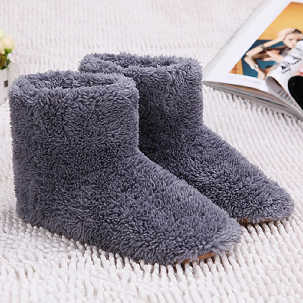 USB electric heating shoes mens winter warm snow boots electric slider comfortable plush shoes warm house shoes 241206
