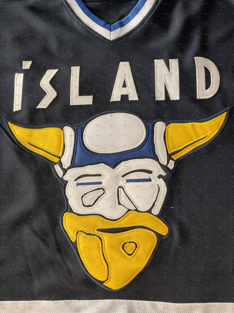 IN STOCK Mens Gunnar Stahl #9 Team Iceland Mighty Ducks Hockey Jersey Double Stitched Name Number