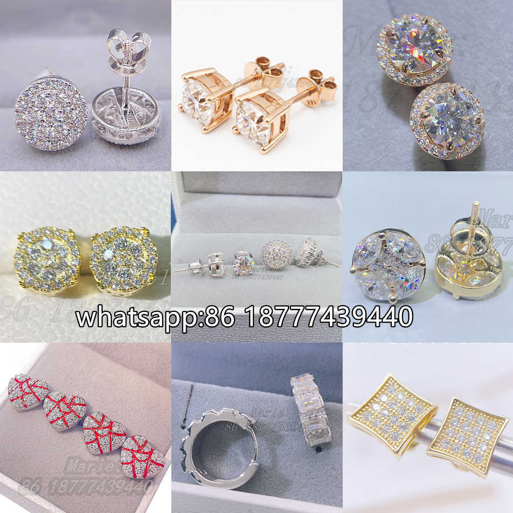 925 sterling silver screw back GRA certificated emerald cut studs moissanite earrings