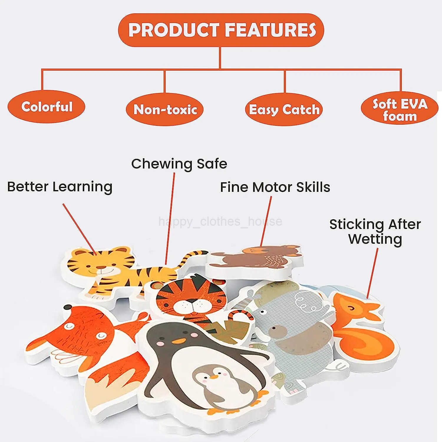 Baby Bathroom Toys Soft EVA Paste Early Educational DIY Puzzles Toys Animal Sticker Bath Baby Water Toys for 0 12 Months 1 YearsXJ241207