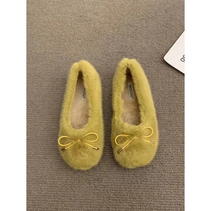 womens shoes flat casual skate boots fur round toe shallow mouth boat 241206