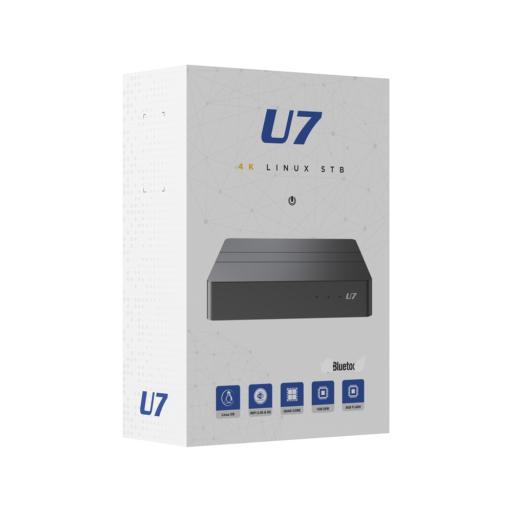 Linux OS HDR 4K U7 TV Box 1gb RAM 8GB ROM 2.4G 5Ghz dual Wifi Set Top Box