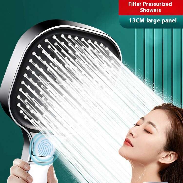 Square filter showerhead, super pressurized handheld household bathroom shower heater, large water volume for showering and bathing