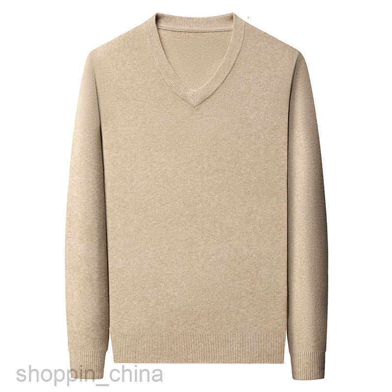 Men's Sweaters Men autumn and winter new V-neck sweater wool sweater middle-aged thin style versatile long sleeved base knit sweater, top