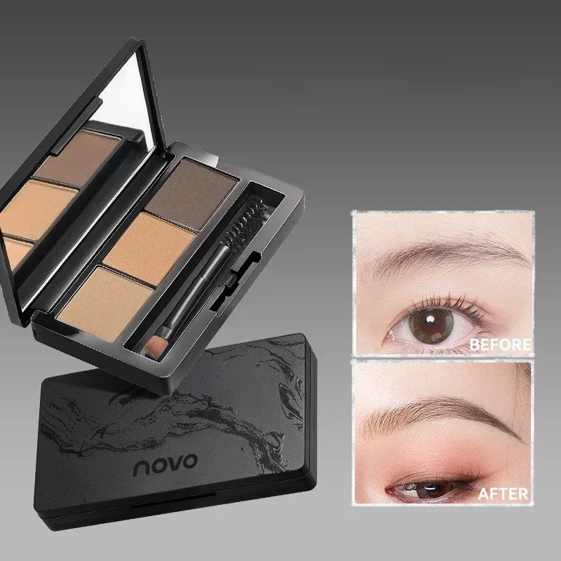 3 Colors Eyebrow Powder Palette Makeup Smoky Grey Coffee Brows Powder Waterproof Natural Brow Enhancers Professional Brow Pencil 241206