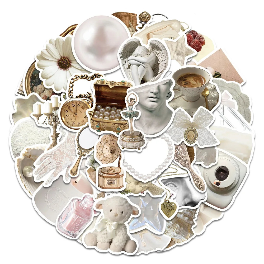 10/30/50 pieces of white Ins waterproof graffiti stickers aesthetic decoration luggage cup laptop scraper laptop stickers 241205