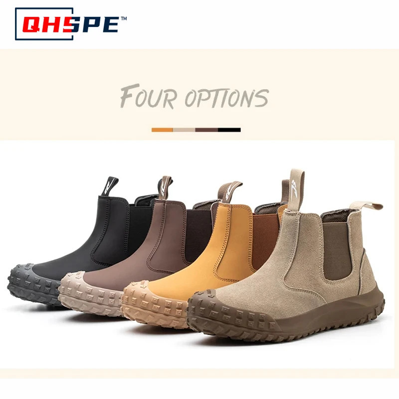 High quality mens work boots shock-absorbing perforated safety shoes Chelsea boots anti slip welded shoes 241206
