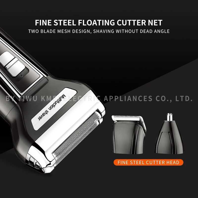 Kemei Km-6558 Multifunctional Waterproof 3 In 1 Cutter Head Usb Men Shaver Electric Kemei Electric ShaverXJ241207