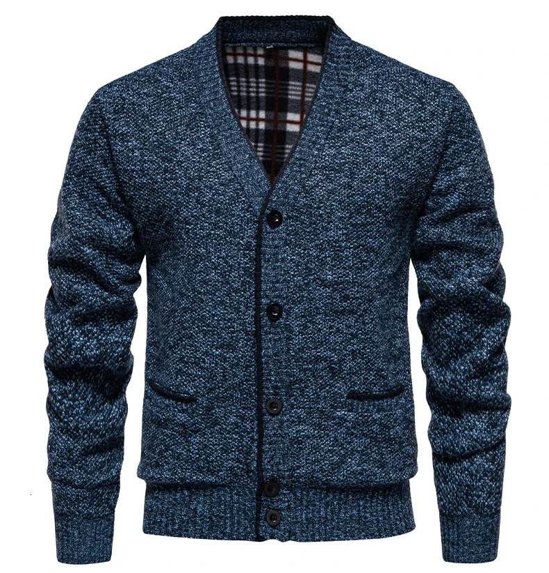 Spring and autumn mens knitted clothes hanger collar straight tube type thick warm wool cardigan casual sweater size 3XL 241206