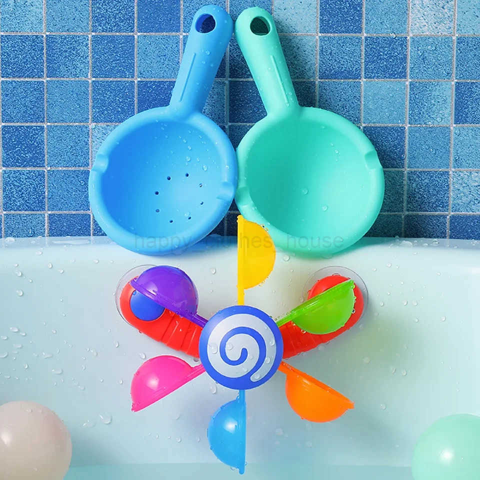 Colorful Water Wheel Bathing Sucker Bathtub Water Spray Play Set Shower Sprinkler Toy Baby Bath Toys For Kids Toddler GiftsXJ241207