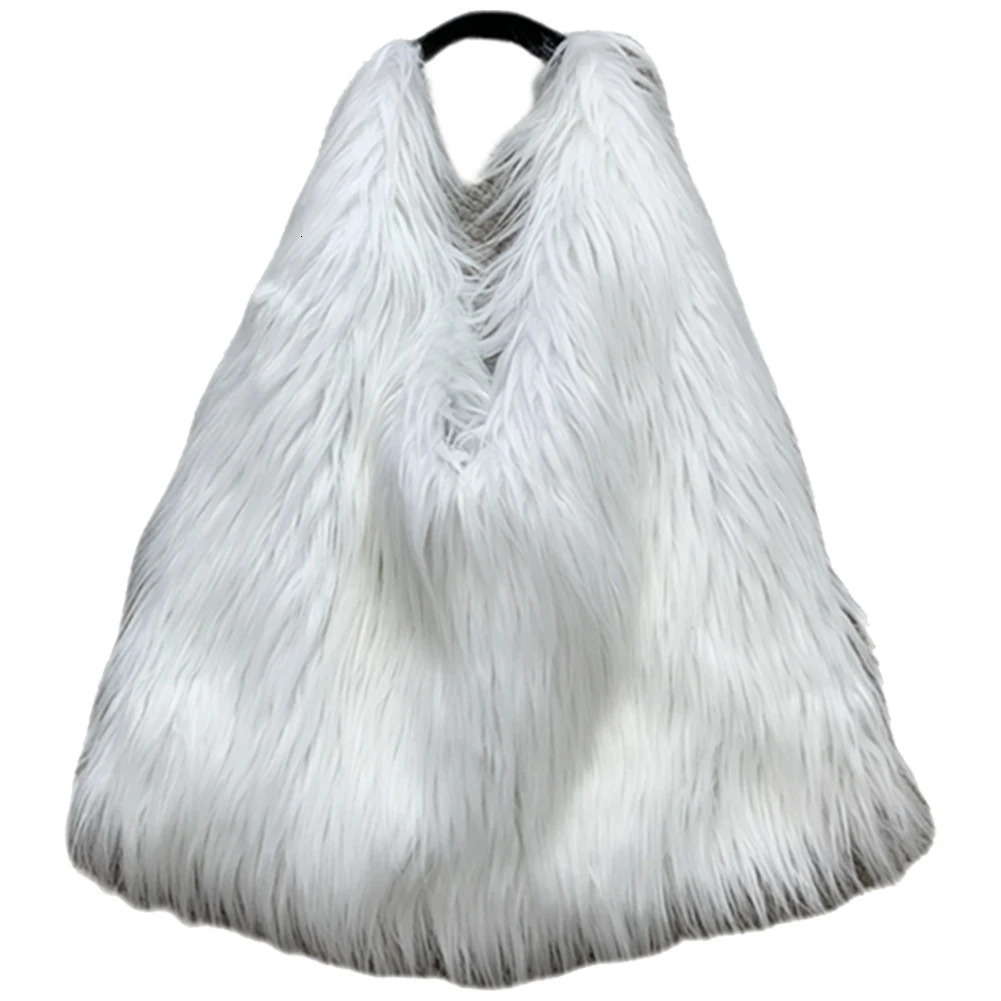Womens fluffy shoulder bag Hass matte handbag casual faux fur handbag Versatile large capacity girls handbag 241206