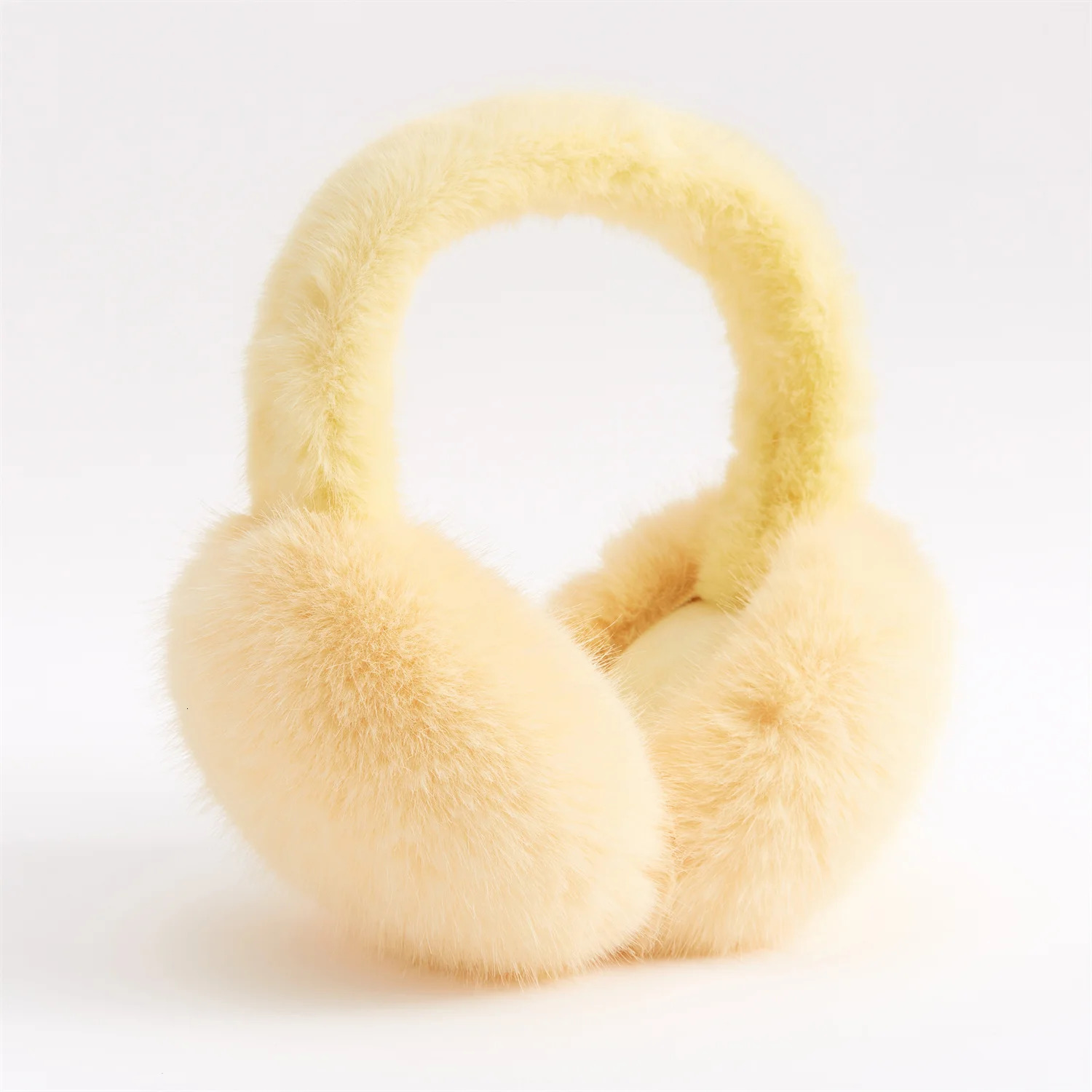 Anjj yellow earmuffs high-quality rabbit fur unisex earmuffs suitable for friends romantic winter birthday gift 241205
