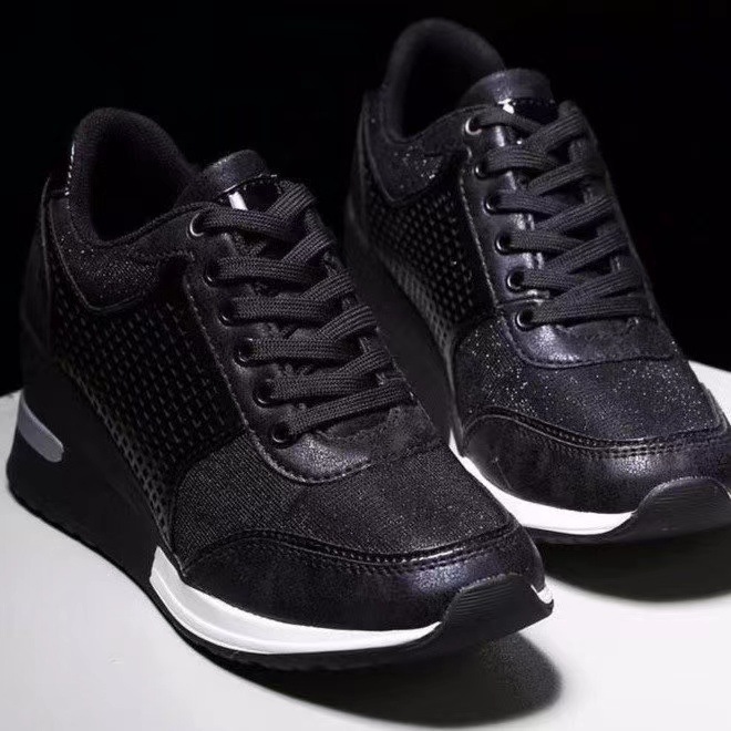 Free shipping designer Casual shoes for womens sliver gold pink black Green Platform sneakers Thick bottom outdoor trainers Lace up Wedges size 35-43 