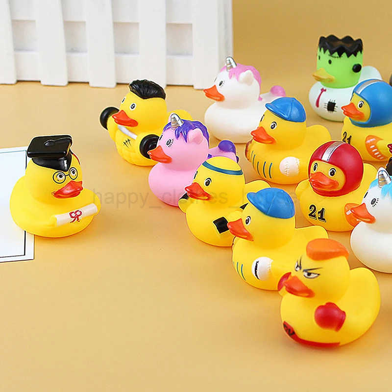 Creative Cute Sports Duck Toys Baby Bath Toys Rubber Ducks Summer Beach Pool Activi Floating Ducks Children Birthday GiftsXJ241207