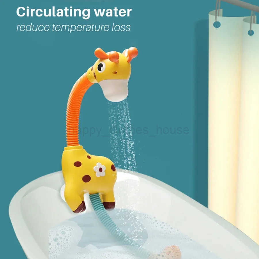 Baby Bath Shower Head Toy Cute Giraffe Baby Stackable Electric Shower Toys Bathtub Water Sprinkler Bathtub Toy For kids ToddlersXJ241207