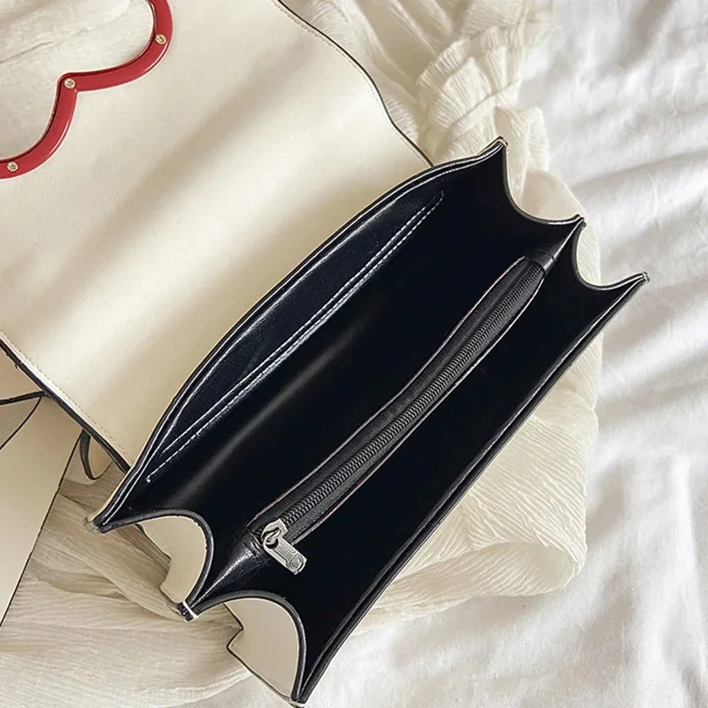 Womens Sweet and Cute Cross shaped Bag Heart shaped Hollow Shoulder Bag Student Full Match Flip Wide Shoulder Strap Summer Handbag Ins Fashion Wallet 