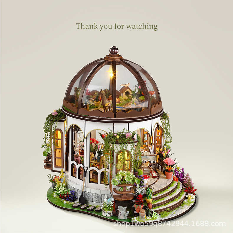 New Diy House Diy Cabin Hanging Garden Building Model Miniature Hand-assembled Creative Wooden Doll House For Christmas Y241207