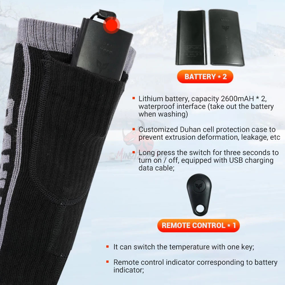 DUHAN Motorcycle Socks Winter Foot Adjustable Warm Electric Warm Socks Battery Power 241206