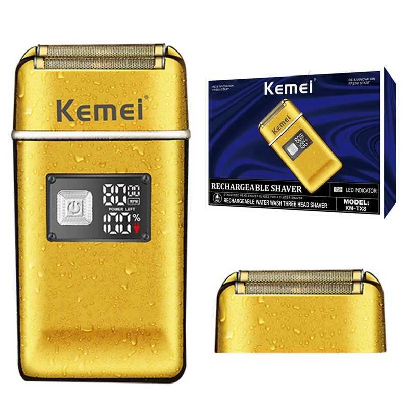 Kemei Full Metal Hair Beard Electric Shaver For Men Rechargeable Razor Bald Head Shaving Machine Professional With Exra MeshXJ241207