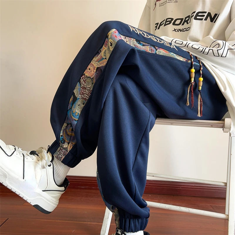 Autumn bear embroidery drawstring pants trend n feeling niche sports fashionable loose casual womens 241206