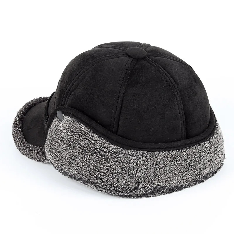 High quality 2024 winter earmuffs Russian hats mens outdoor warm faux fur bomber hats dads autumn Ushaka snow baseball caps black 241206