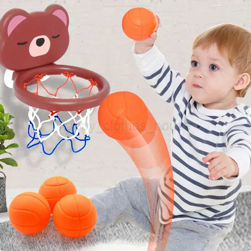 A Suit Of Childrens Toy Mini Cute Little Bear Basketball Bathroom Bath Toys Shoot At The Basket Games In The PoolXJ241207