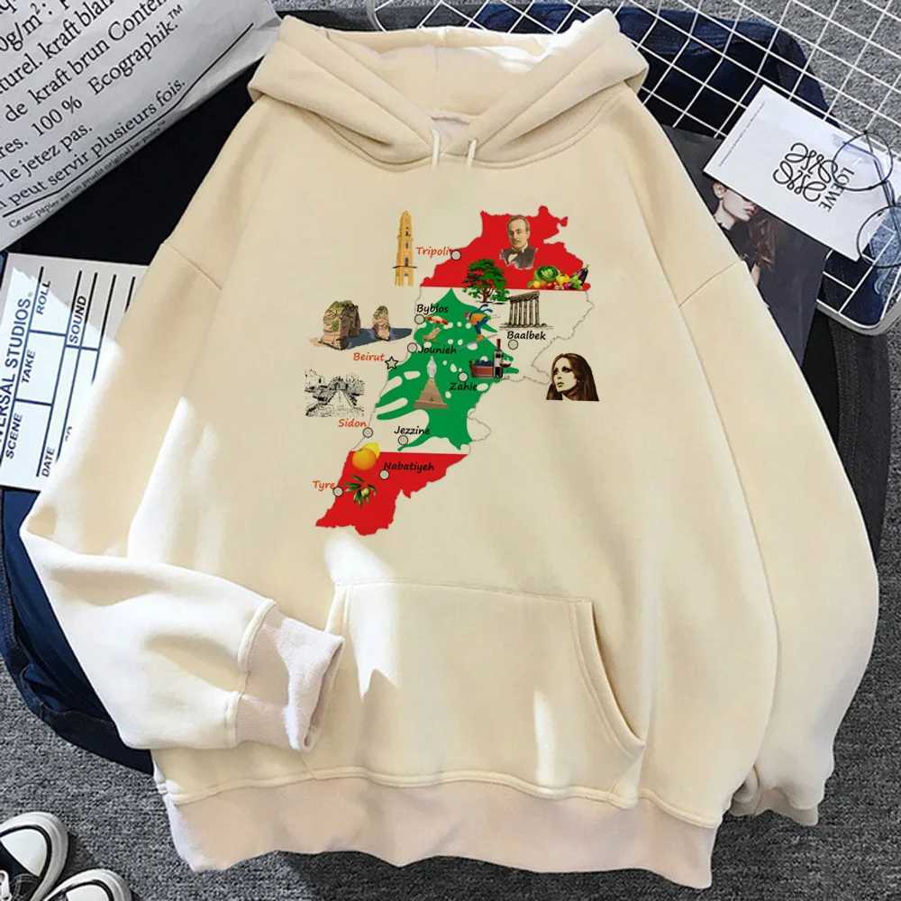 Lebanese Hoodie Harajuku Pattern Japanese Kawaii Winter Trendy Girl Pullover Sweater Winter Manga Elegant Printing Design X241207