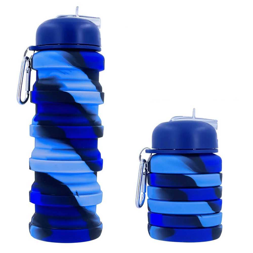 500ml Water Portable and Scalable Silicone Bottle Outdoor Travel Camp Beverage with Buckle Foldable Cup Z260202