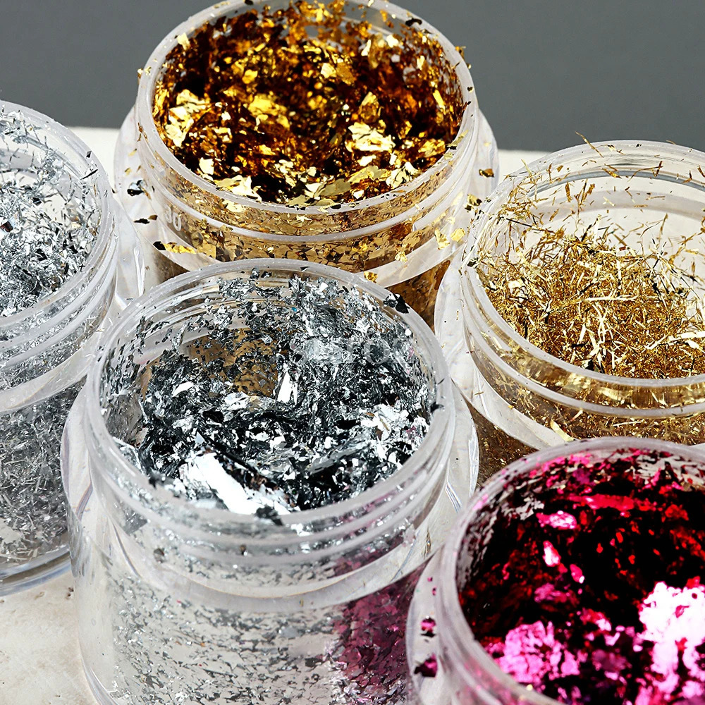 3D Irregular Gold Foil Flakes Nail Art Sequins Silver Glitter Aluminum Flakes Shiny Decor Manicure Materials NT10G-JB01 241206