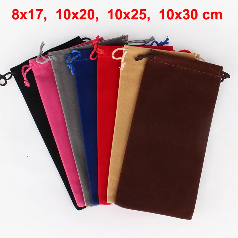 50 pieces/batch of drawstring velvet bags for perfume bottles mobile phones Christmas gift packaging bags 8 * 17 10 * 20 10 * 25 10 * 30cm customized 