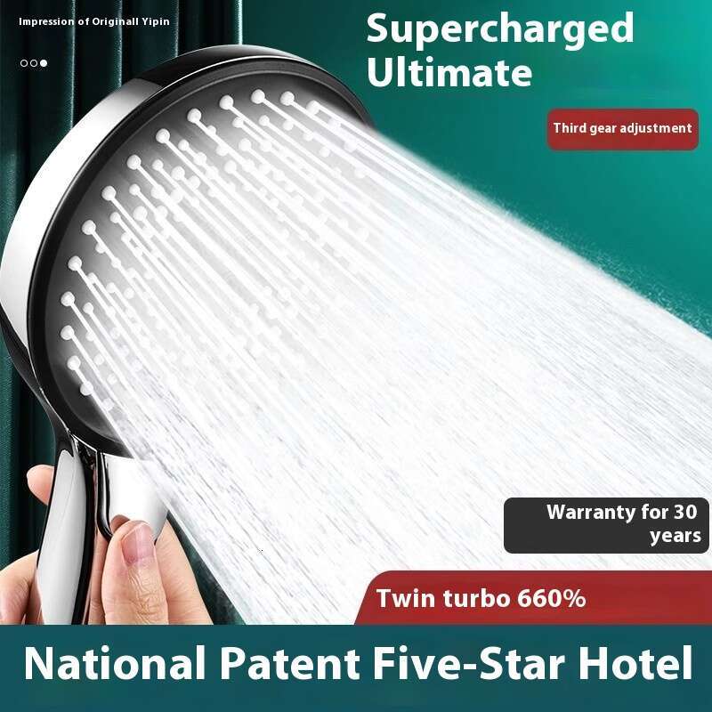 Large panel pressurized electroplated with three levels of showerhead, super strong emed sun drying head, water heater shower set