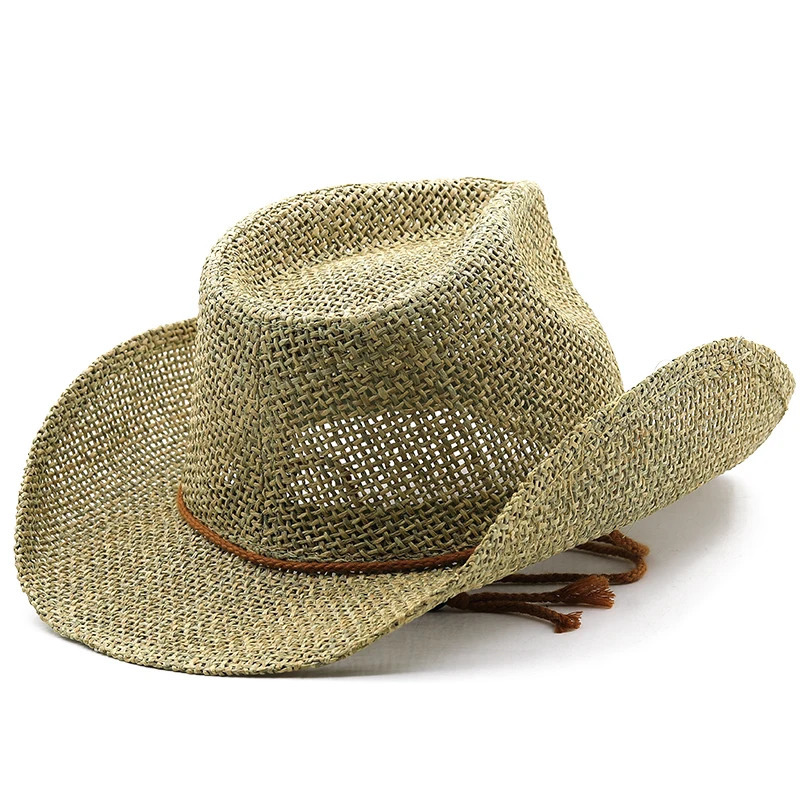 Mens and Womens Summer Simple Sun Hat Personalized Western Girls Cowboy Straight Hat Beach Hat 56-58CM 241206