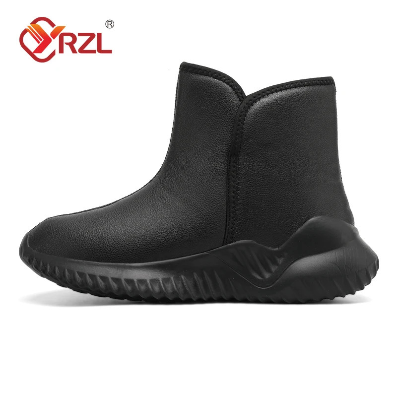 YRZL Mens Winter Black Boots Warm Plush Mens Boots Anti slip Lightweight Cotton Boots Comfortable Winter Shoes Mens Shoes 241206